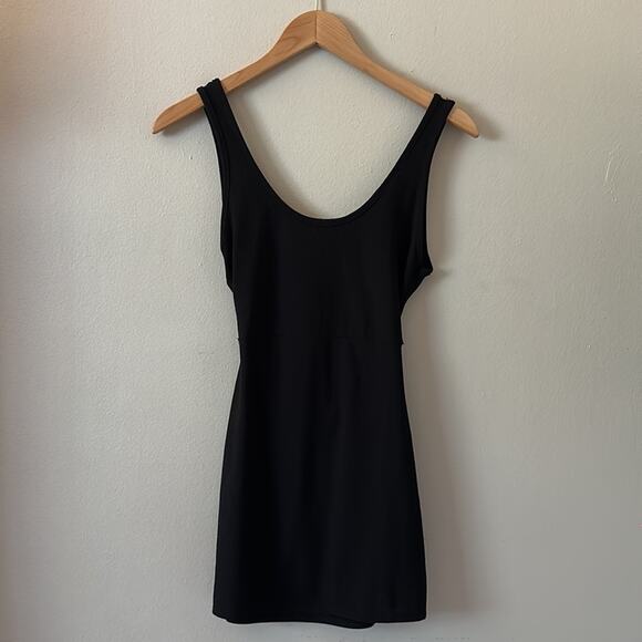 VTG 90s Y2K Femme Lux Black Cut Out Bodycon Mini Dress Size 8 Black - Picture 3 of 8